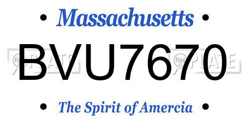 BVU7670 Massachusetts License Plate