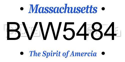 BVW5484 Massachusetts License Plate