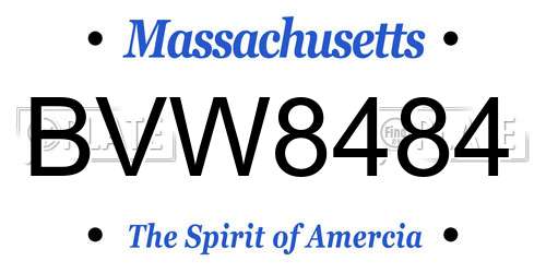 BVW8484 Massachusetts License Plate