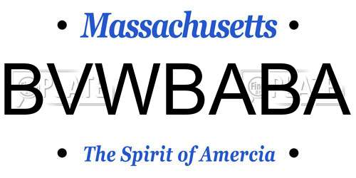BVWBABA Massachusetts License Plate