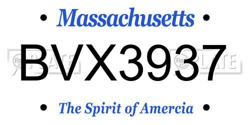 BVX3937 Massachusetts License Plate
