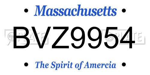 BVZ9954 Massachusetts License Plate