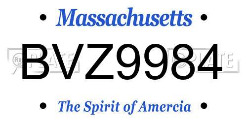 BVZ9984 Massachusetts License Plate