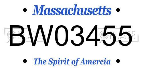 BW03455 Massachusetts License Plate