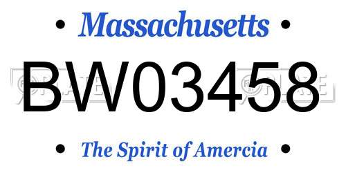 BW03458 Massachusetts License Plate