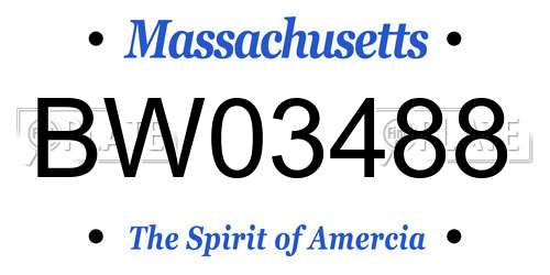BW03488 Massachusetts License Plate