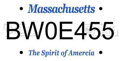 BW0E455 Massachusetts License Plate