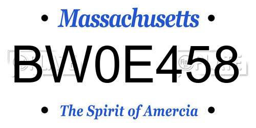 BW0E458 Massachusetts License Plate