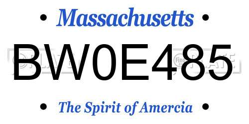 BW0E485 Massachusetts License Plate