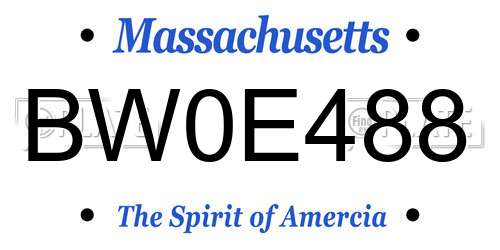 BW0E488 Massachusetts License Plate