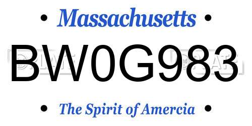 BW0G983 Massachusetts License Plate