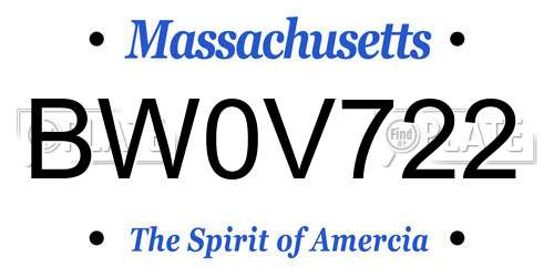 BW0V722 Massachusetts License Plate