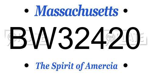 BW32420 Massachusetts License Plate