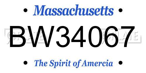 BW34067 Massachusetts License Plate