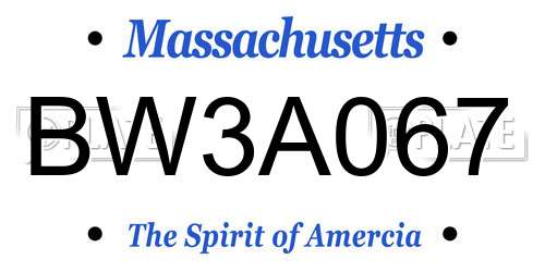 BW3A067 Massachusetts License Plate