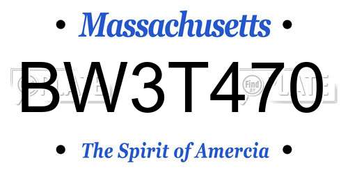 BW3T470 Massachusetts License Plate