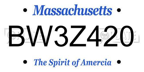 BW3Z420 Massachusetts License Plate