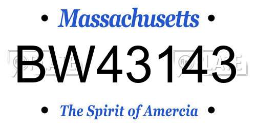 BW43143 Massachusetts License Plate