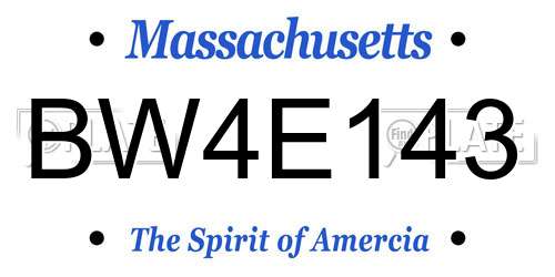 BW4E143 Massachusetts License Plate