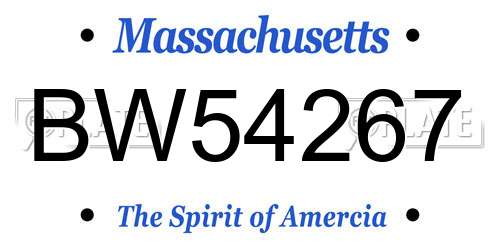 BW54267 Massachusetts License Plate