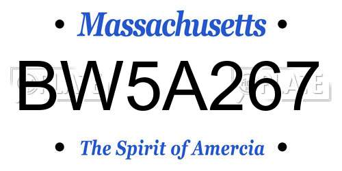 BW5A267 Massachusetts License Plate