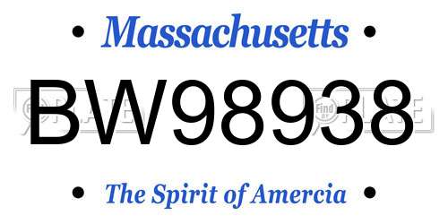 BW98938 Massachusetts License Plate