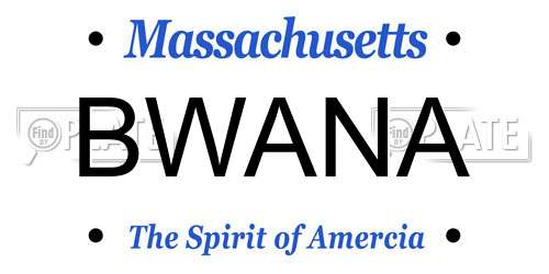 BWANA Massachusetts License Plate