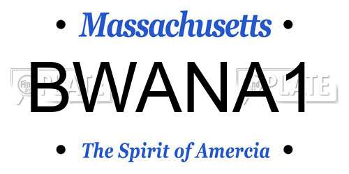 BWANA1 Massachusetts License Plate