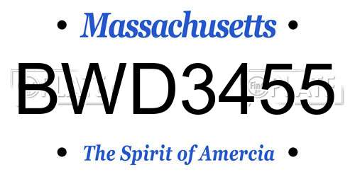 BWD3455 Massachusetts License Plate