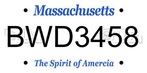BWD3458 Massachusetts License Plate