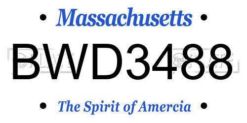BWD3488 Massachusetts License Plate