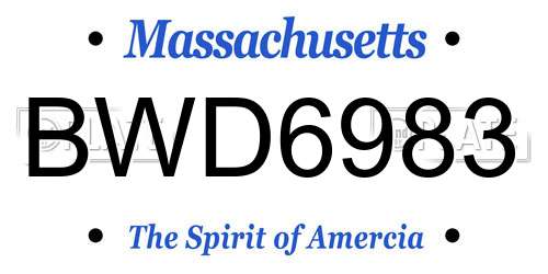 BWD6983 Massachusetts License Plate