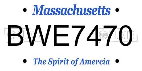 BWE7470 Massachusetts License Plate