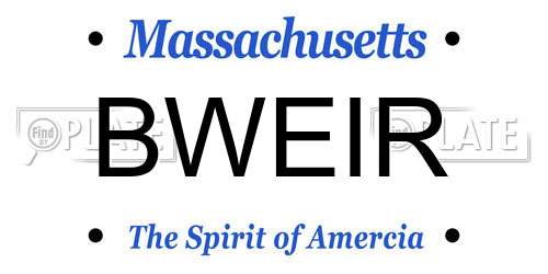 BWEIR Massachusetts License Plate