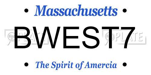 BWEST7 Massachusetts License Plate