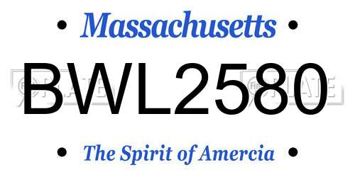 BWL2580 Massachusetts License Plate