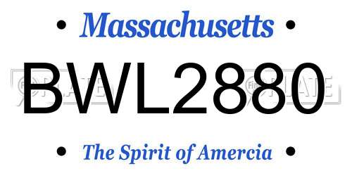 BWL2880 Massachusetts License Plate
