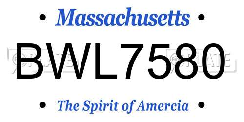 BWL7580 Massachusetts License Plate