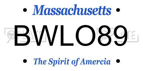 BWLO89 Massachusetts License Plate