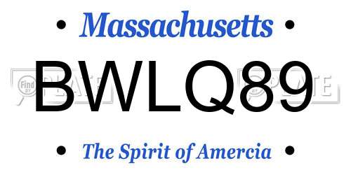 BWLQ89 Massachusetts License Plate