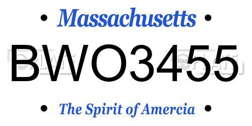 BWO3455 Massachusetts License Plate