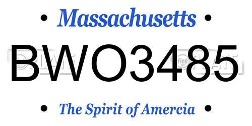 BWO3485 Massachusetts License Plate