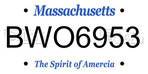BWO6953 Massachusetts License Plate
