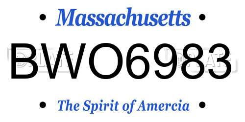 BWO6983 Massachusetts License Plate
