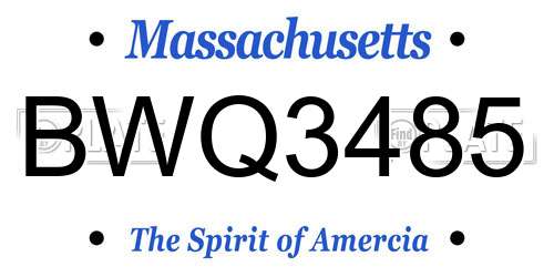 BWQ3485 Massachusetts License Plate