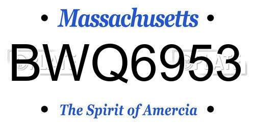 BWQ6953 Massachusetts License Plate