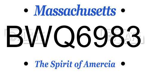 BWQ6983 Massachusetts License Plate
