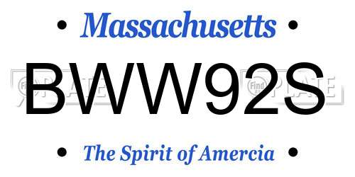 BWW92S Massachusetts License Plate