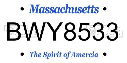 BWY8533 Massachusetts License Plate