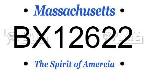 BX12622 Massachusetts License Plate